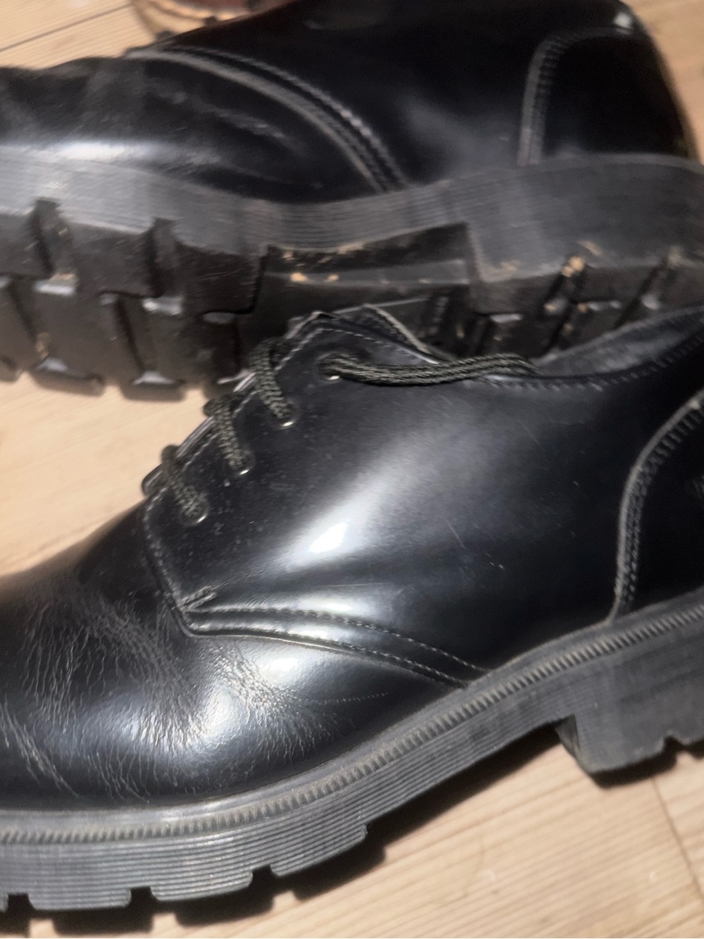 Dr. Martens Black Leather Lace-Up Chunky Derby Shoes